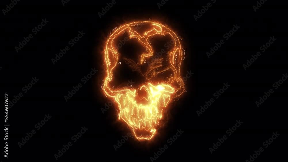Skull drawn with fiery lines Skull drawn with fiery lines
