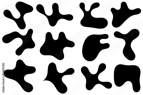 Organic abstract random shapes of blob using three outline for template design element or background design. Blob, black outline, simple line, aesthetic line, melted shapes, blob outline set vector