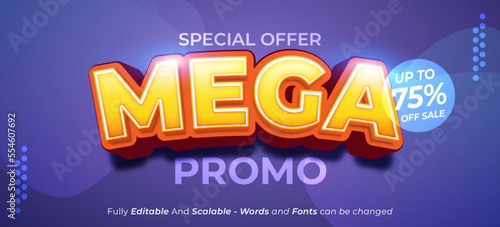 Editable 3d text mega promo shopping day concept