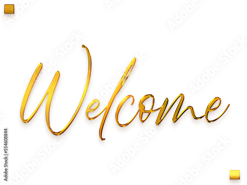 Welcome Text in Transparent PNG Brush Stylish Cursive Alphabetical Glowing Golden Text