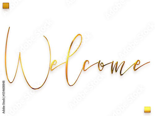 Welcome Text in Transparent PNG Stylish Cursive Calligraphy Glowing Golden Text © Image Lounge