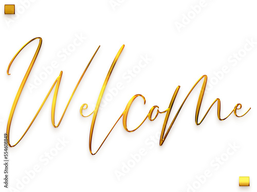 Welcome Text in Transparent PNG Stylish Cursive Alphabetical Glowing Golden Text