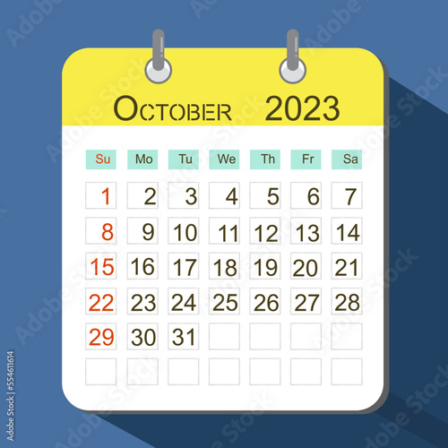 calendar date October 2023 illustration 