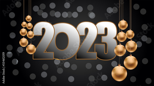 2023 New Year background with bokkeh effect. photo