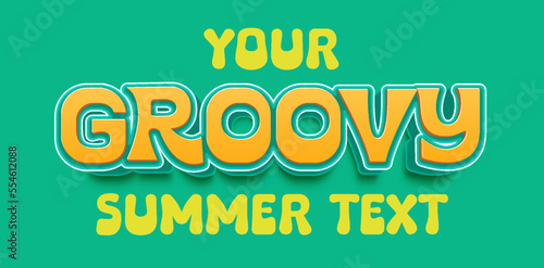 Your Groovy Summer Text retro card in groovy style of 70s, 80s. Editable slogan design for t-shirts, cards, posters. Positive motivational quote with peace sign. Vector hand drawn illustration.