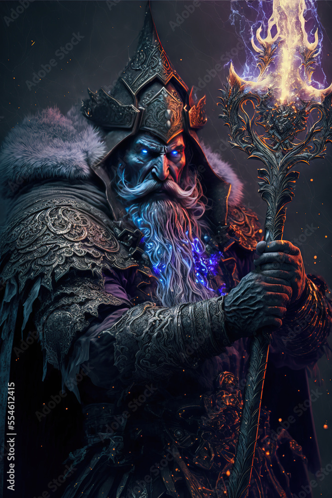 Archmage dark fantasy, witchcraft, magic, art illustration