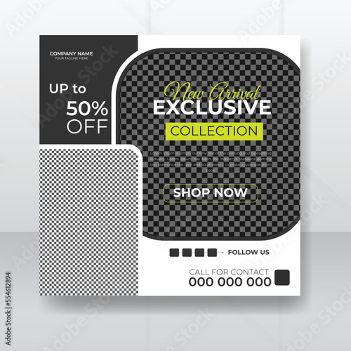Vector fashion  exclusive collection social media post design template for your agency