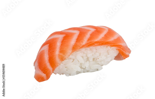 studio shoot of japanese sushi vaki with salmon on white background