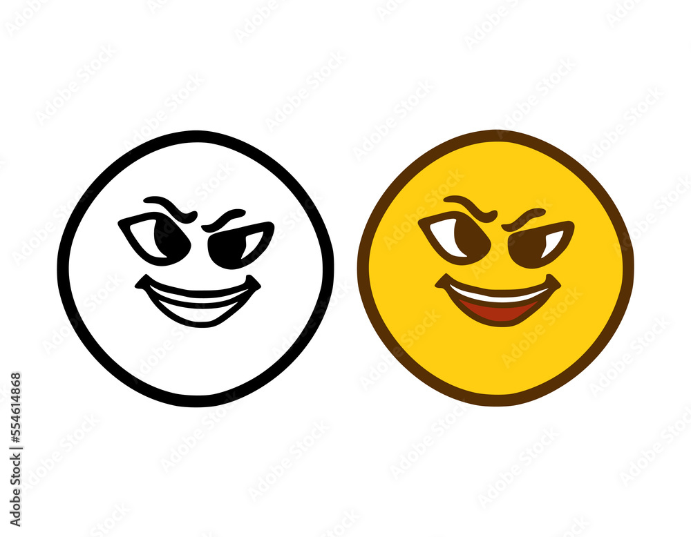 Fototapeta premium Sneaky emoticon in doodle style on a white background
