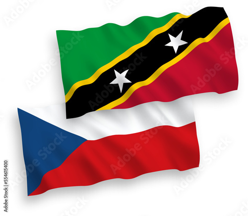 Flags of Czech Republic and Federation of Saint Christopher and Nevis on a white background
