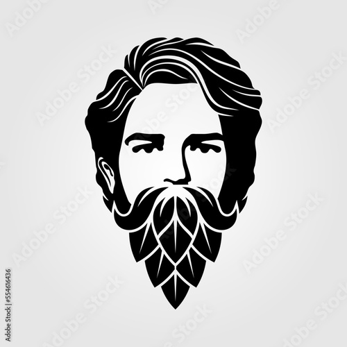 Man with beard made of hop cone. Vector illustration.
