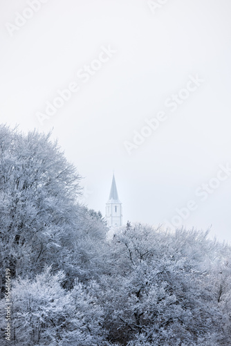 White church in winter landscape in Germany © Julia