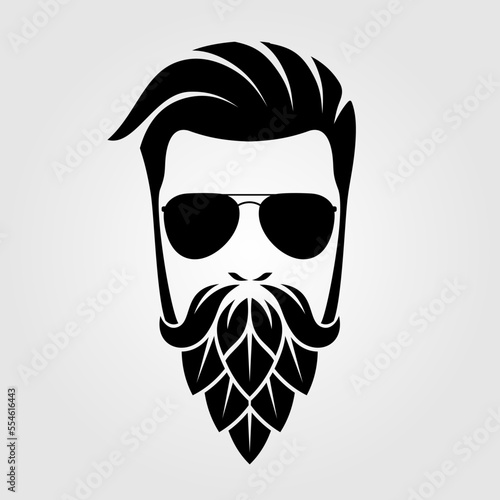 Man with beard made of hop cone. Vector illustration.