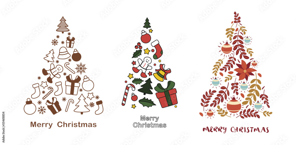 Pack of Christmas Trees for cards, posters and banners. Vector illustration Pack of Christmas Trees for cards, posters and banners. Vector illustration
