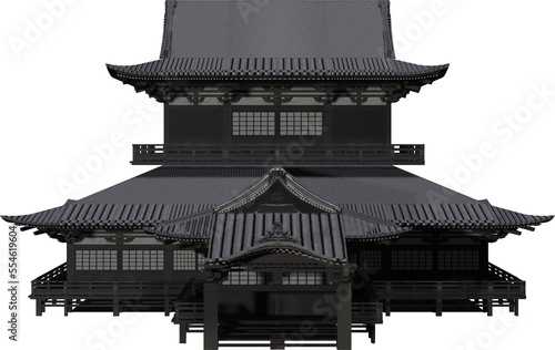 Japanese temple, Front View, Generative AI
