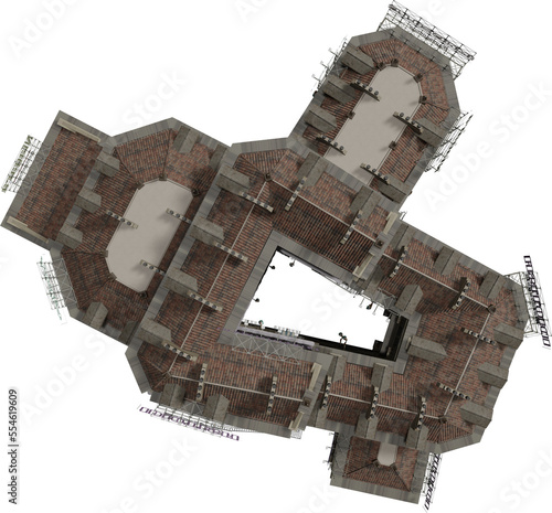 European building, Plane View, Generative AI