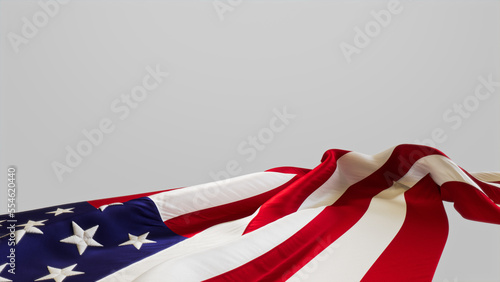 Presidents day Banner. Premium Holiday Background featuring United States Flag Isolated on White with Copy-Space. photo