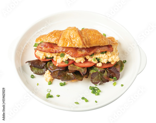 Png BLT bacon lettuce tomato sandwich croissant with scrambled egg