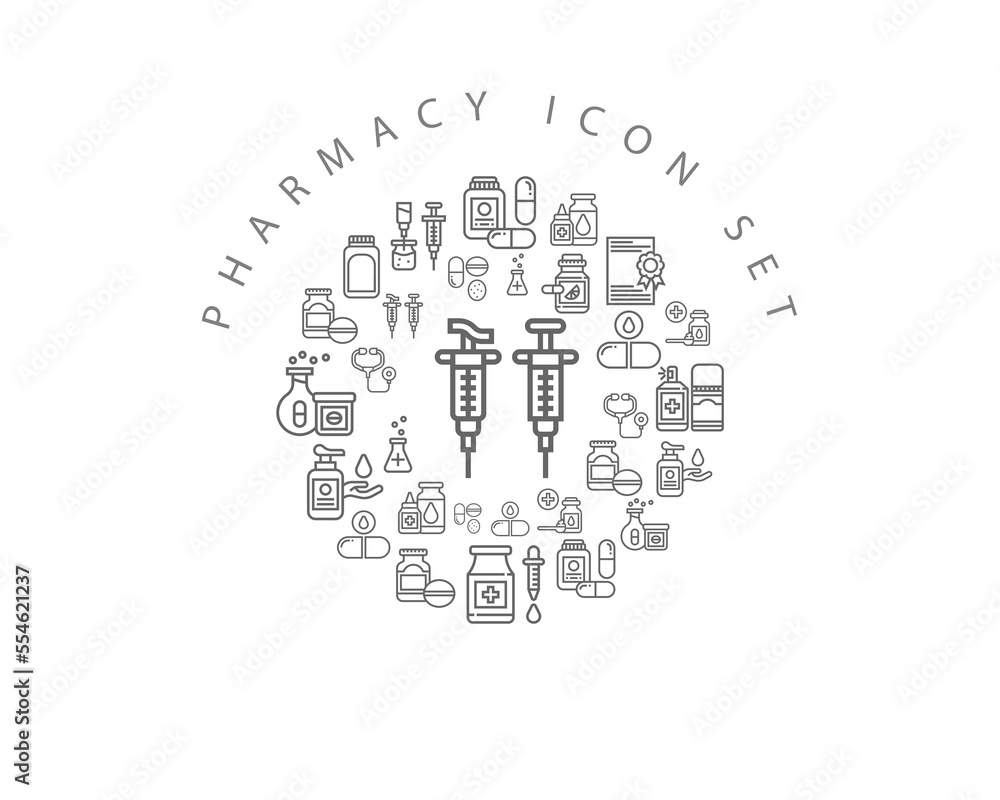 Vector pharmacy icon set 