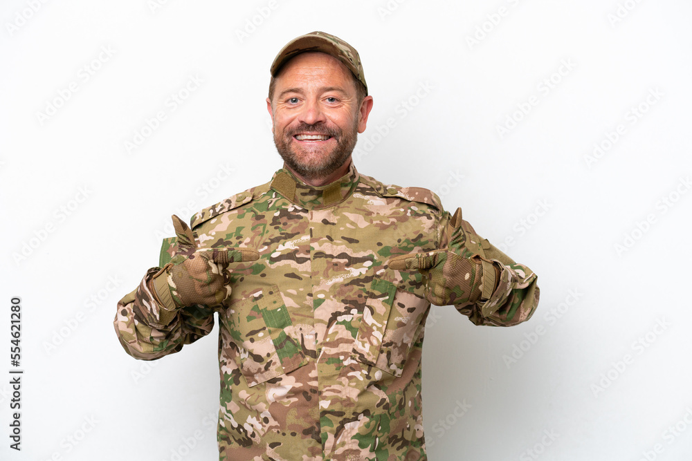 Military man isolated on white background proud and self-satisfied Military man isolated on white background proud and self-satisfied
