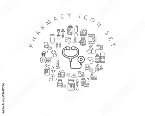 Vector pharmacy icon set 