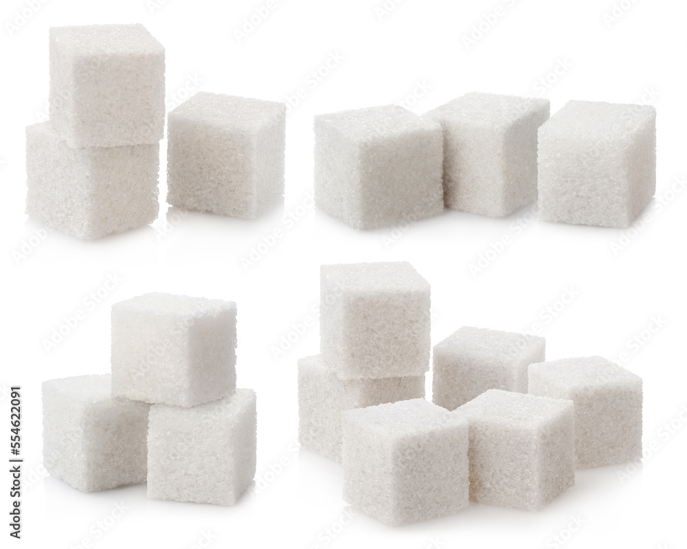 Delicious sugar collection, isolated on white background Delicious sugar collection, isolated on white background