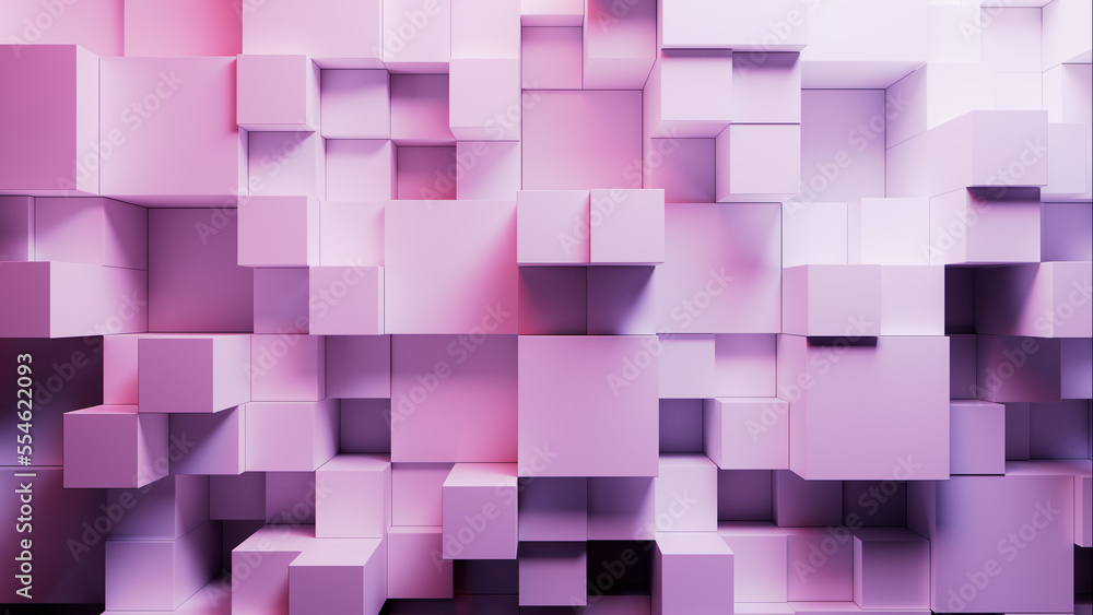 Neatly Constructed Multisized Block Wall. Pink and Purple, Futuristic Tech Wallpaper. 3D Render. Neatly Constructed Multisized Block Wall. Pink and Purple, Futuristic Tech Wallpaper. 3D Render.