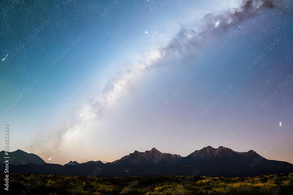 The Milky Way Galaxy above the Mountains