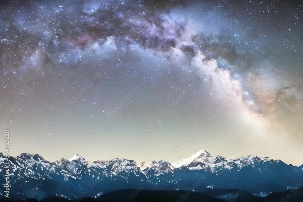 The Milky Way Galaxy above the Mountains