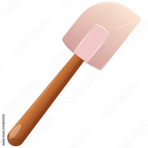 Wooden culinary spatula. Cooking tool for pastry shop. Baking elements for cooking and baking. Perfect as a table, background for items. Cream spatula vector.