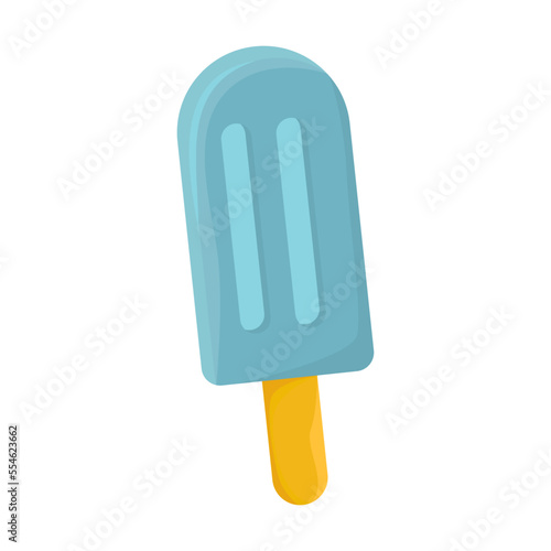 Comic cold Popsicle on a stick vector illustration. Cartoon isolated on white background. Summer, vacation concept