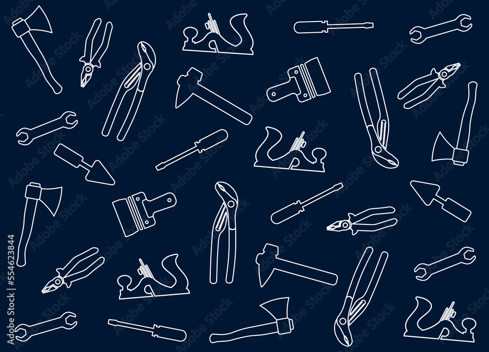 Vetor de Set of banners with working tools pattern for home repair ...