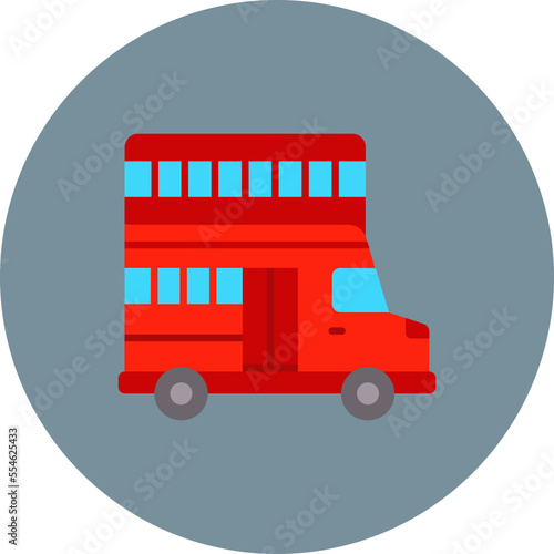 Double Decker Multicolor Circle Flat Icon