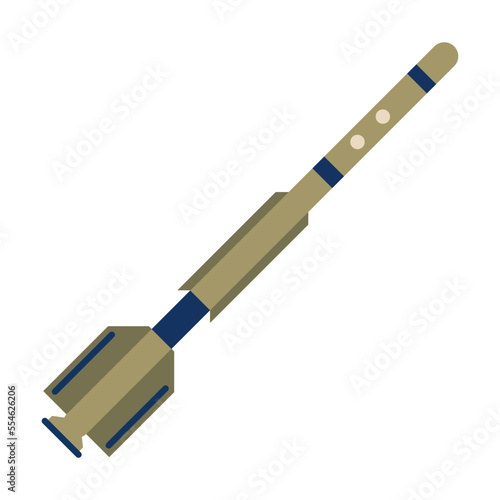 Military missile or rocket vector illustration. Ballistic air bomb, artillery shell, warhead isolated on white background. Weapon, aircraft concept