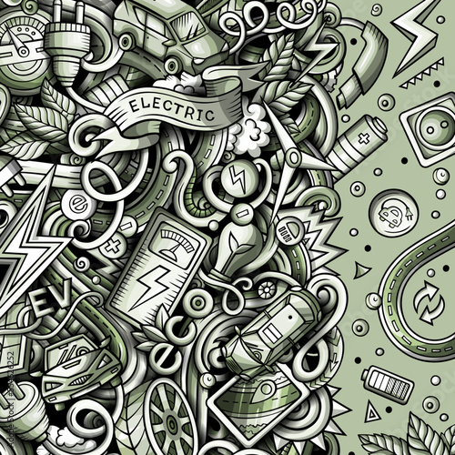 Cartoon doodles electric cars frame design