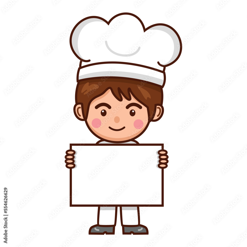 Cute Chef male holding blank signboard Illustration Cute Chef male holding blank signboard Illustration