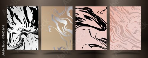 A collectible luxury set of unusual elegant design templates with a marble pattern for covers, brashures, banners, posters and creative decor. Elite premium design