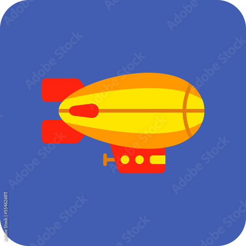 Airship Multicolor Round Corner Flat Icon