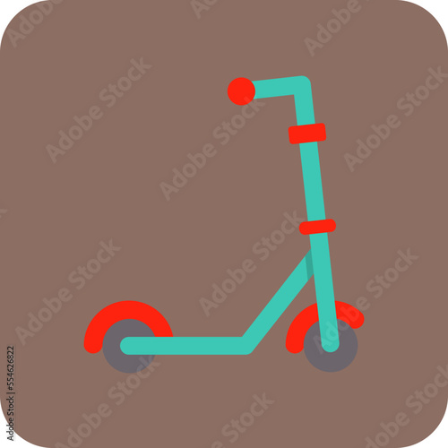 Kick Scooter Multicolor Round Corner Flat Icon