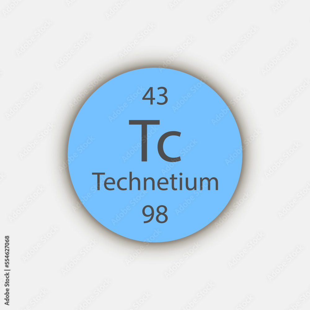 Technetium symbol. Chemical element of the periodic table. Vector illustration. Technetium symbol. Chemical element of the periodic table. Vector illustration.
