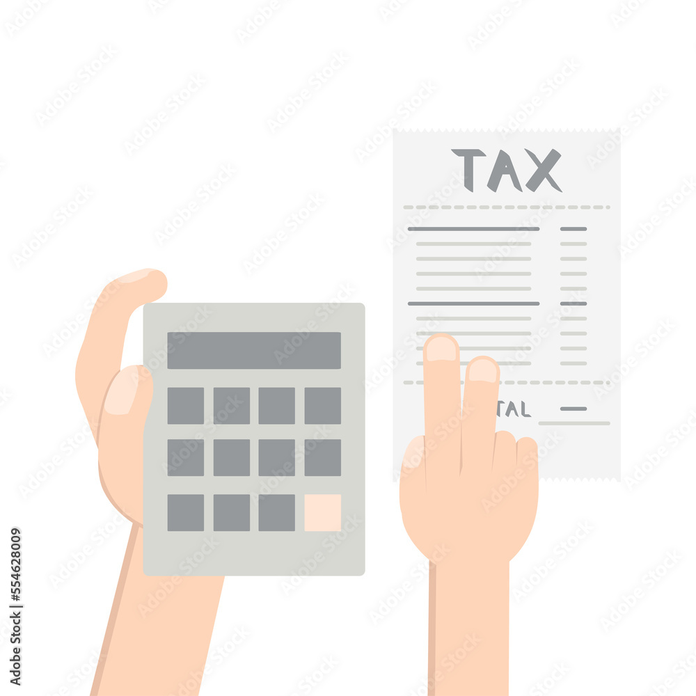 hand holding calc counting tax paper and pen hand holding calc counting tax paper and pen
