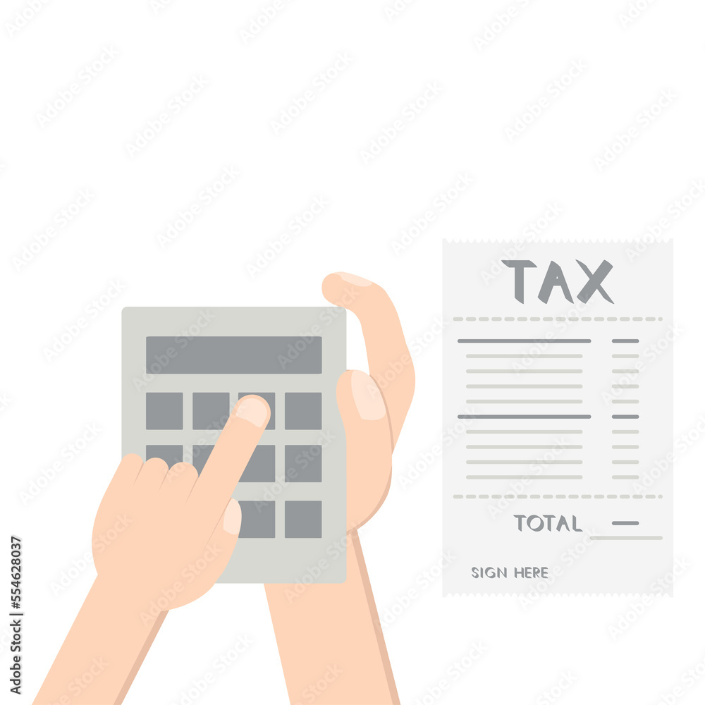 hand holding calc counting tax paper and pen hand holding calc counting tax paper and pen