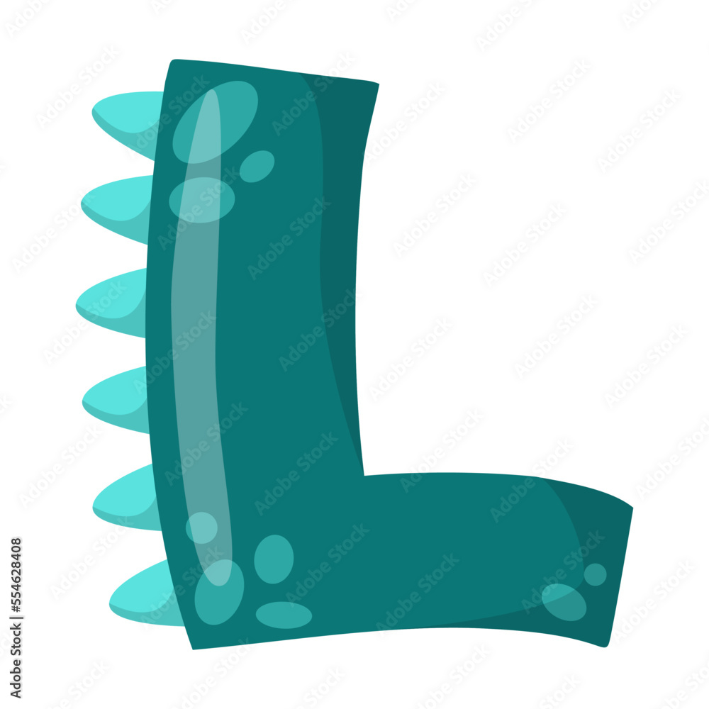 Vetor de Alphabet letter L in dinosaur font vector illustration. Cute