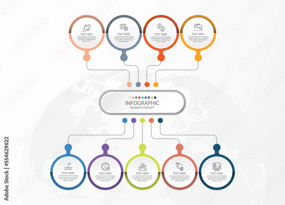 Process infographic with 9 steps, process or options. Process infographic with 9 steps, process or options.