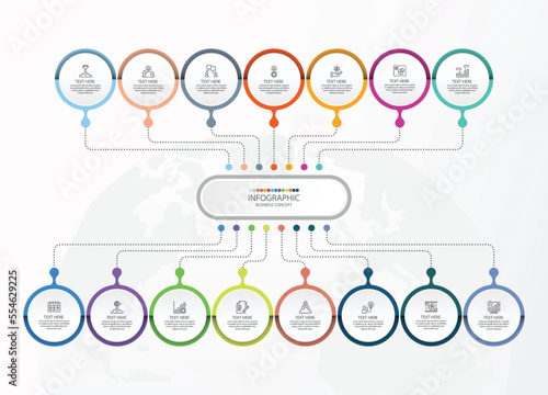 Process infographic with 15 steps, process or options.