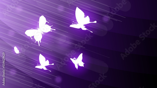 Abstract Dark Background With Butterflies Insects Glow Light Shine Flashes Vector Design Style
