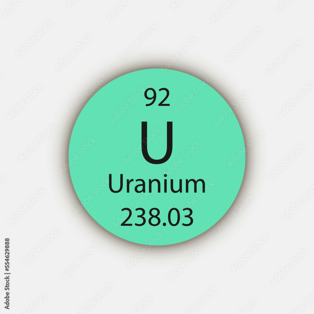 Uranium symbol. Chemical element of the periodic table. Vector illustration. Uranium symbol. Chemical element of the periodic table. Vector illustration.