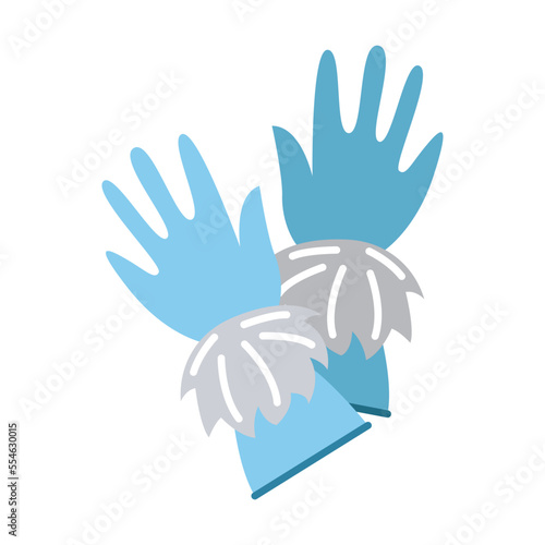Woolen a pair of fur trimmed gloves. Warm female clothing for winter vector illustration. Fashion  seasons concept