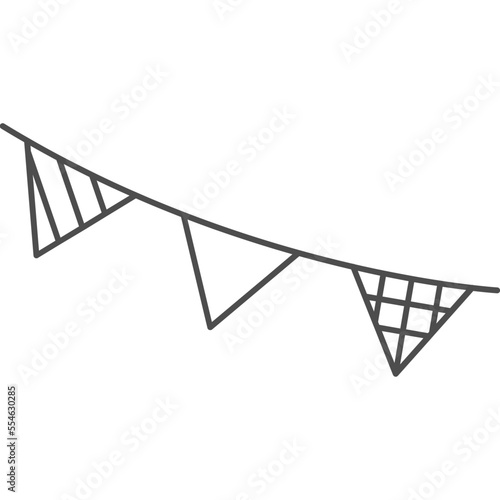 party flag line art icon for celebration and decoration