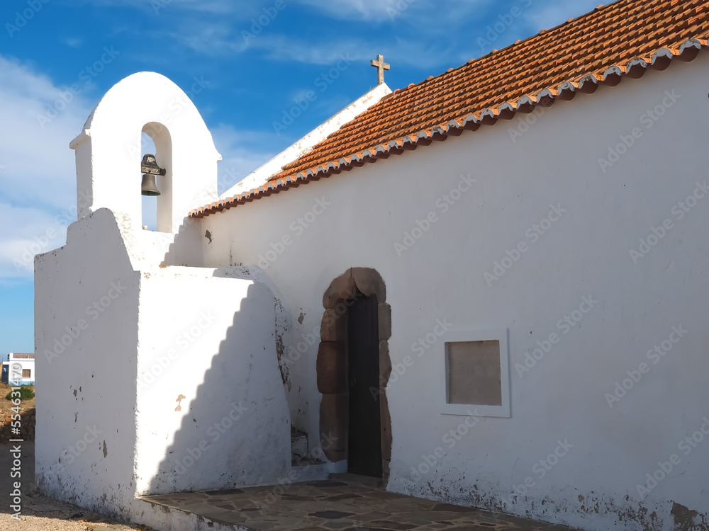 Beautiful Carrapateira church at the west Algarve coast of Portugal at praia da Bordeira